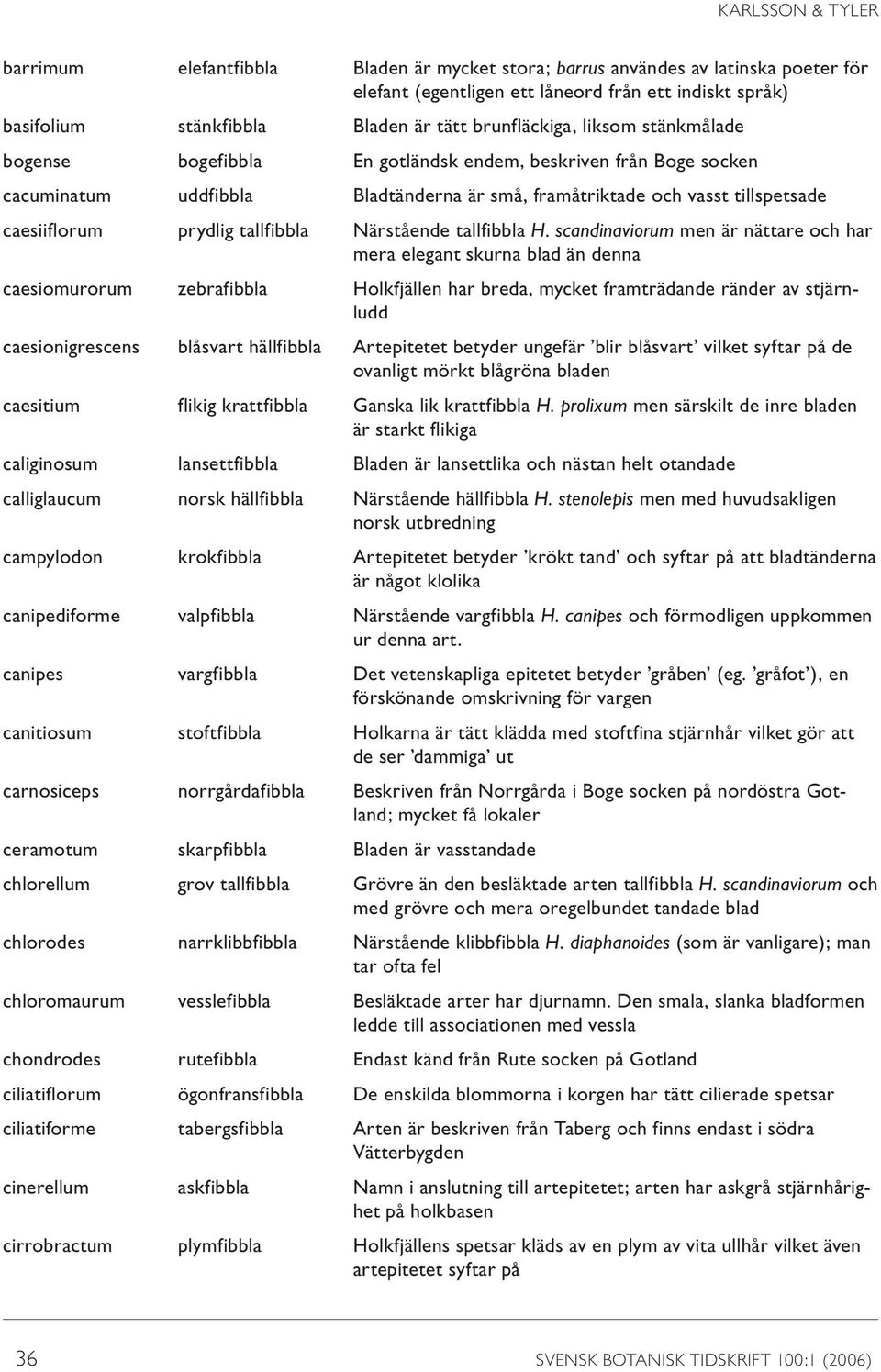 tallfibbla Närstående tallfibbla H.