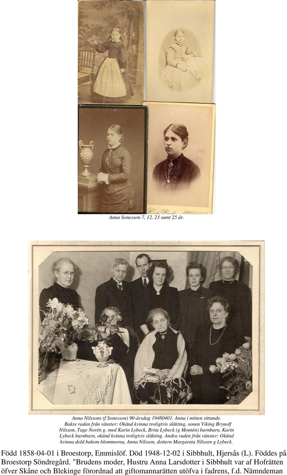 med Karin Lybeck, Brita Lybeck (g Montén) barnbarn, Karin Lybeck barnbarn, okänd kvinna troligtvis släkting.