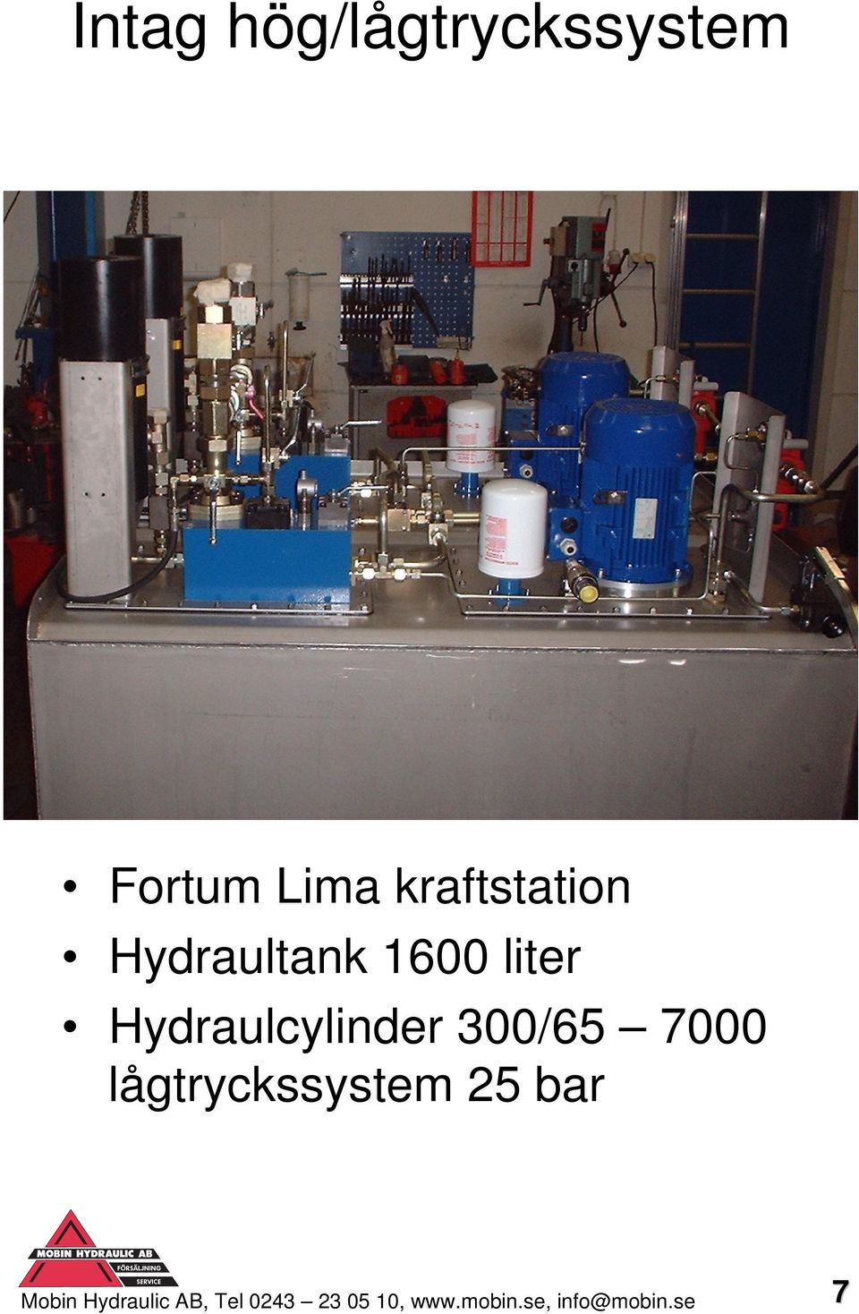 Hydraulcylinder 300/65 7000 lågtryckssystem 25