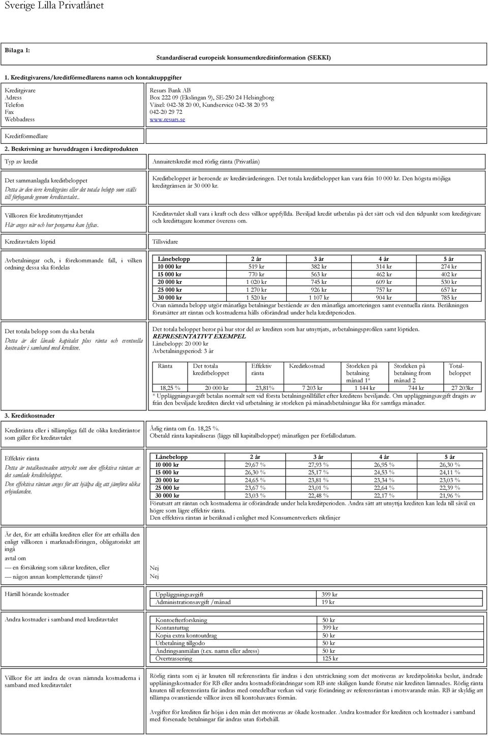 042-38 20 93 042-20 29 72 www.resurs.se Kreditförmedlare 2.