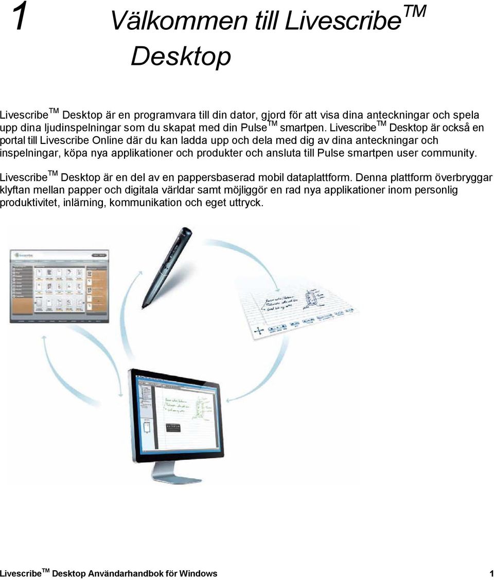 Livescribe Desktop är också en portal till Livescribe Online där du kan ladda upp och dela med dig av dina anteckningar och inspelningar, köpa nya applikationer och produkter och