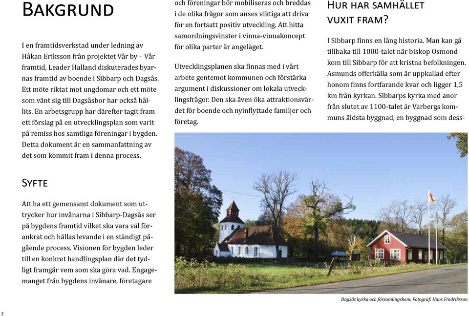 En arbetsgrupp har därefter tagit fram ett förslag på en utvecklingsplan som varit på remiss hos samtliga föreningar i bygden.