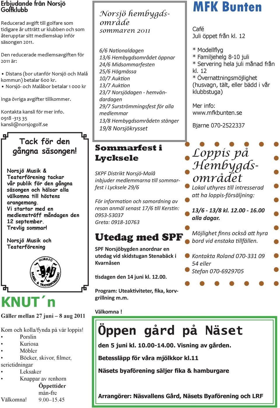 Kontakta kansli för mer info. 0918-313 35 kansli@norsjogolf.se Tack för den gångna säsongen!