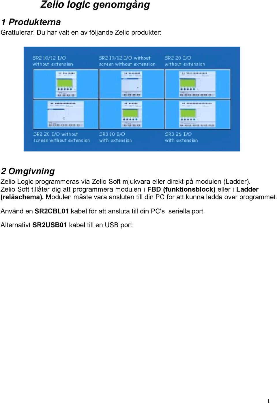 modulen (Ladder). Zelio Soft tillåter dig att programmera modulen i FBD (funktionsblock) eller i Ladder (reläschema).