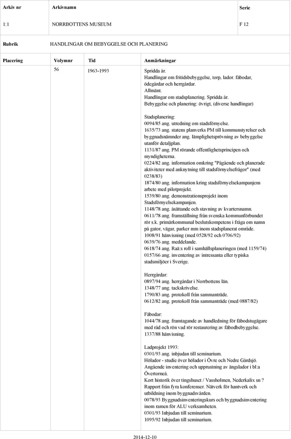 lämplighetsprövning av bebyggelse utanför detaljplan. 1131/87 ang. PM rörande offentlighetsprincipen och myndigheterna. 0224/82 ang.