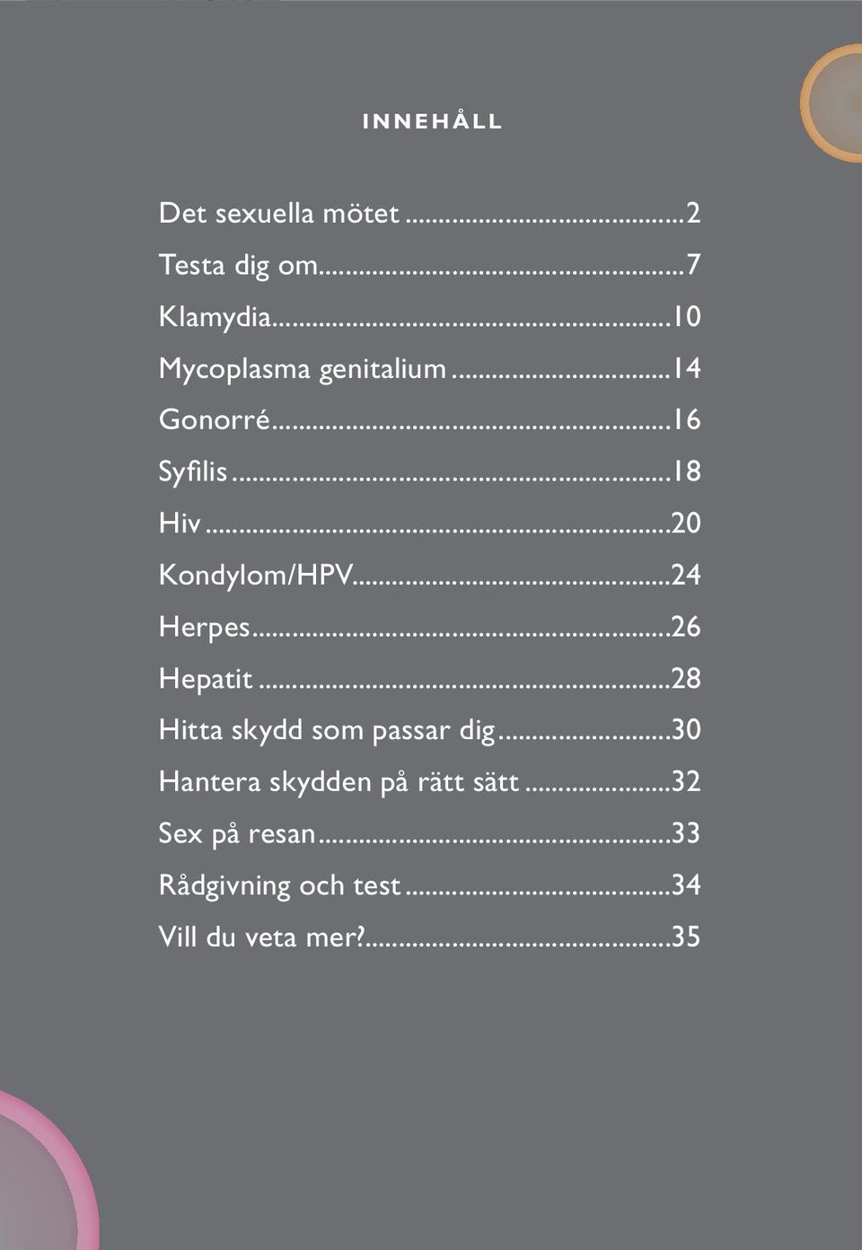 ..20 Kondylom/HPV...24 Herpes...26 Hepatit...28 Hitta skydd som passar dig.