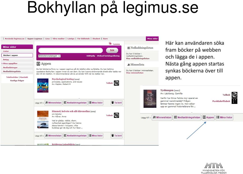 böcker på webben och lägga de i appen.