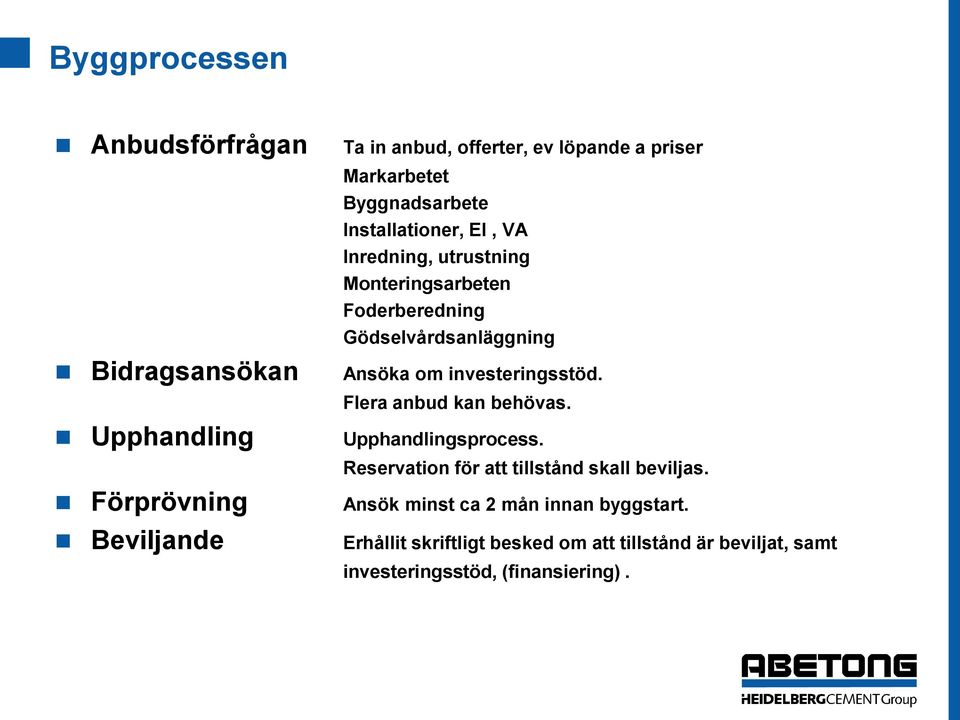 Flera anbud kan behövas. Upphandling Upphandlingsprocess. Reservation för att tillstånd skall beviljas.