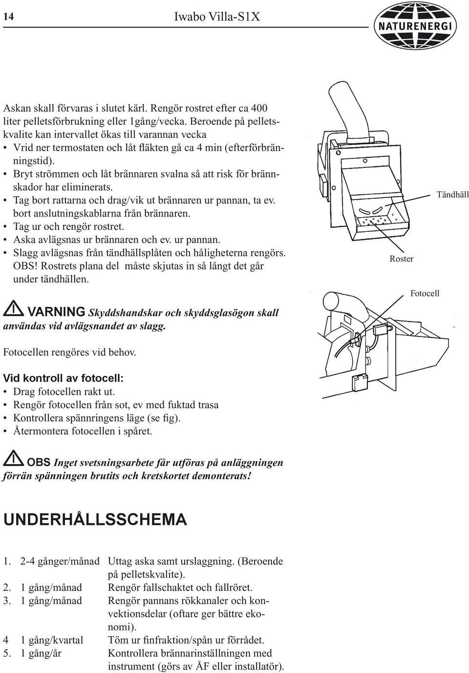 Bryt strömmen och låt brännaren svalna så att risk för brännskador har eliminerats. Tag bort rattarna och drag/vik ut brännaren ur pannan, ta ev. bort anslutningskablarna från brännaren.