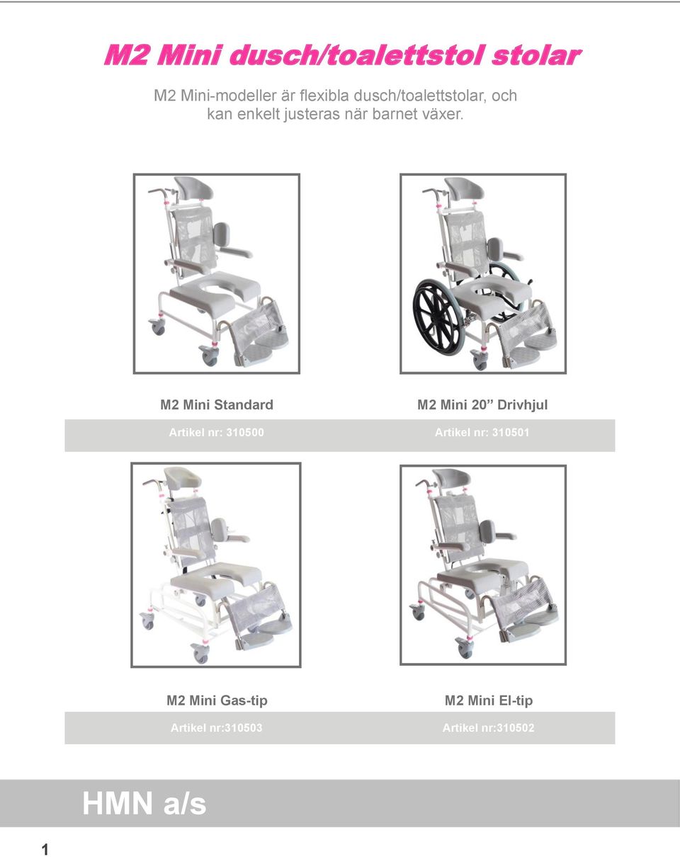M2 Mini Standard Artikel nr: 310500 M2 Mini 20 Drivhjul Artikel