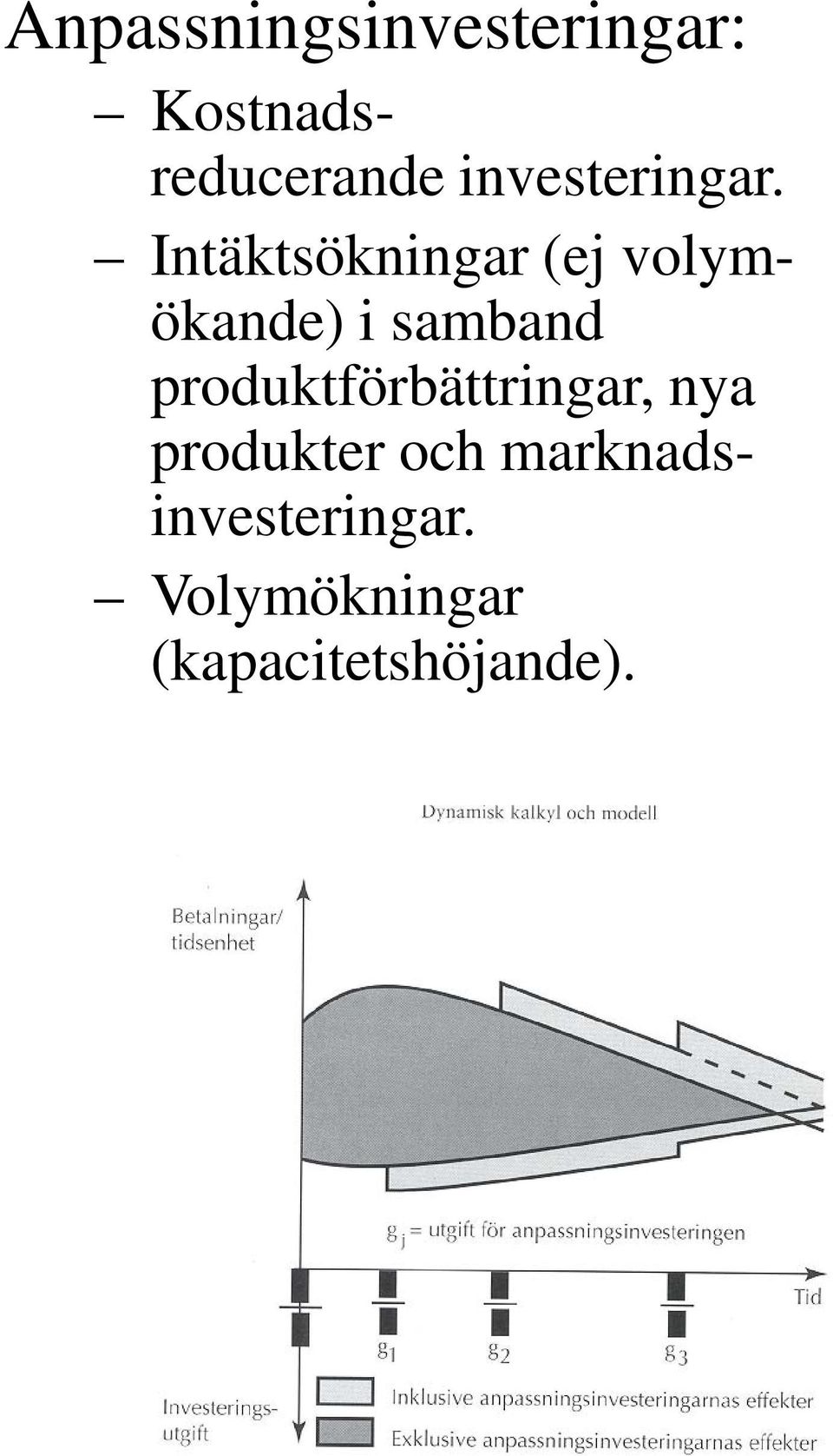 Intäktsökningar (ej volymökande) i samband