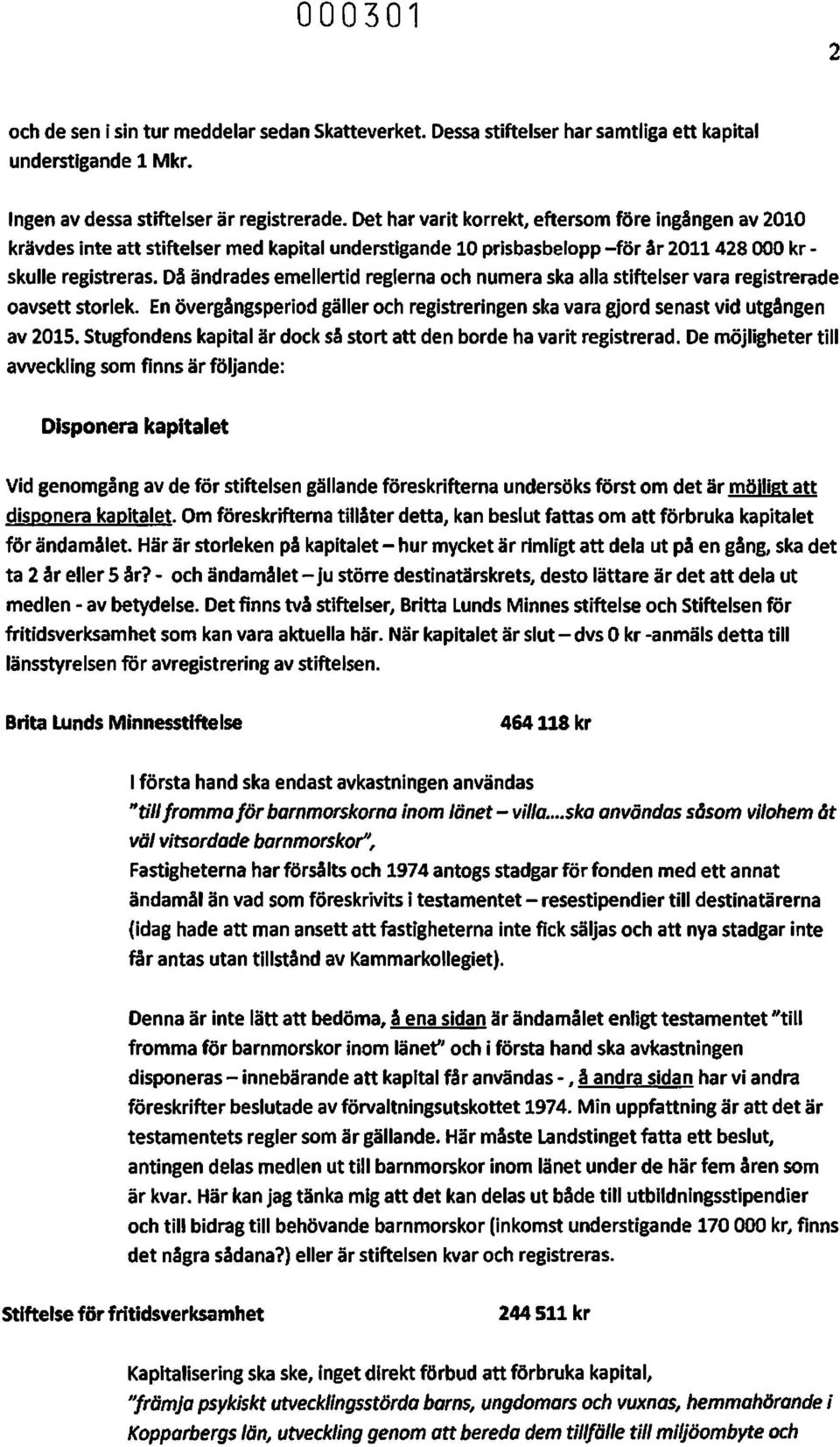 Då ändrades emellertid reglerna och numera ska alla stiftelser vara registrerade oavsett storlek. En övergångsperiod gäller och registreringen ska vara gjord senast vid utgången av 2015.