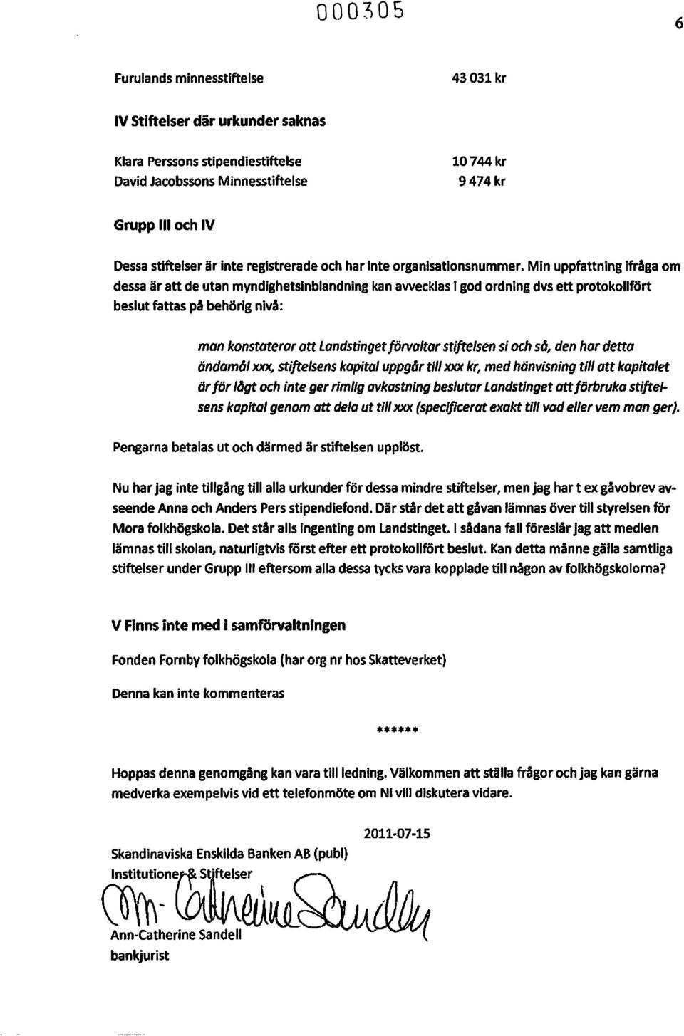 Min uppfattning 1fråga om dessa är att de utan myndighetsinblandning kan awecklas i god ordning dvs ett protokollfört beslut fattas på behörig nivå: man konstaterar att Landstinget förvaltar