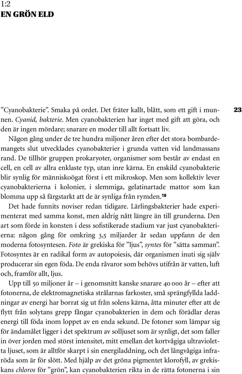 Någon gång under de tre hundra miljoner åren efter det stora bombardemangets slut utvecklades cyanobakterier i grunda vatten vid landmassans rand.