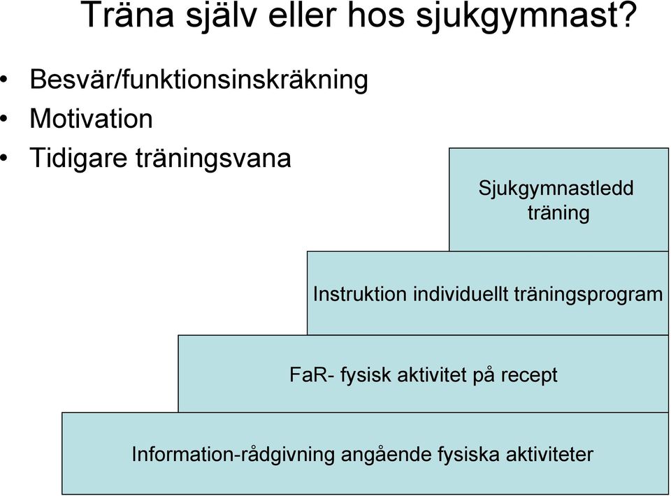 Sjukgymnastledd träning Instruktion individuellt