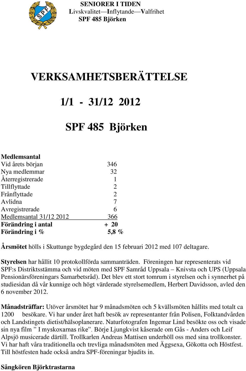 deltagare. Styrelsen har hållit 10 protokollförda sammanträden.