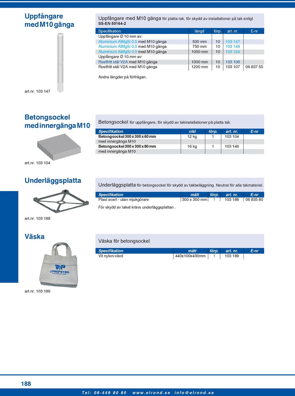 Ø 10 mm av: Rostfritt stål V2A med M10 gänga 1000 mm 10 103 106 Rostfritt stål V2A med M10 gänga 1200 mm 10 103 107 06 837 55 Andra längder på förfrågan. art.nr.