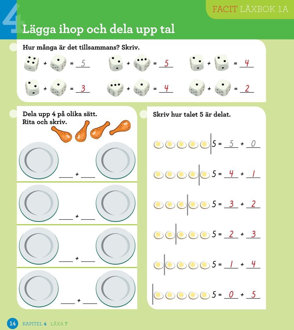 = 5 = 5 = 4 = 3 = 4 = 2 Dela upp 4 på olika sätt.