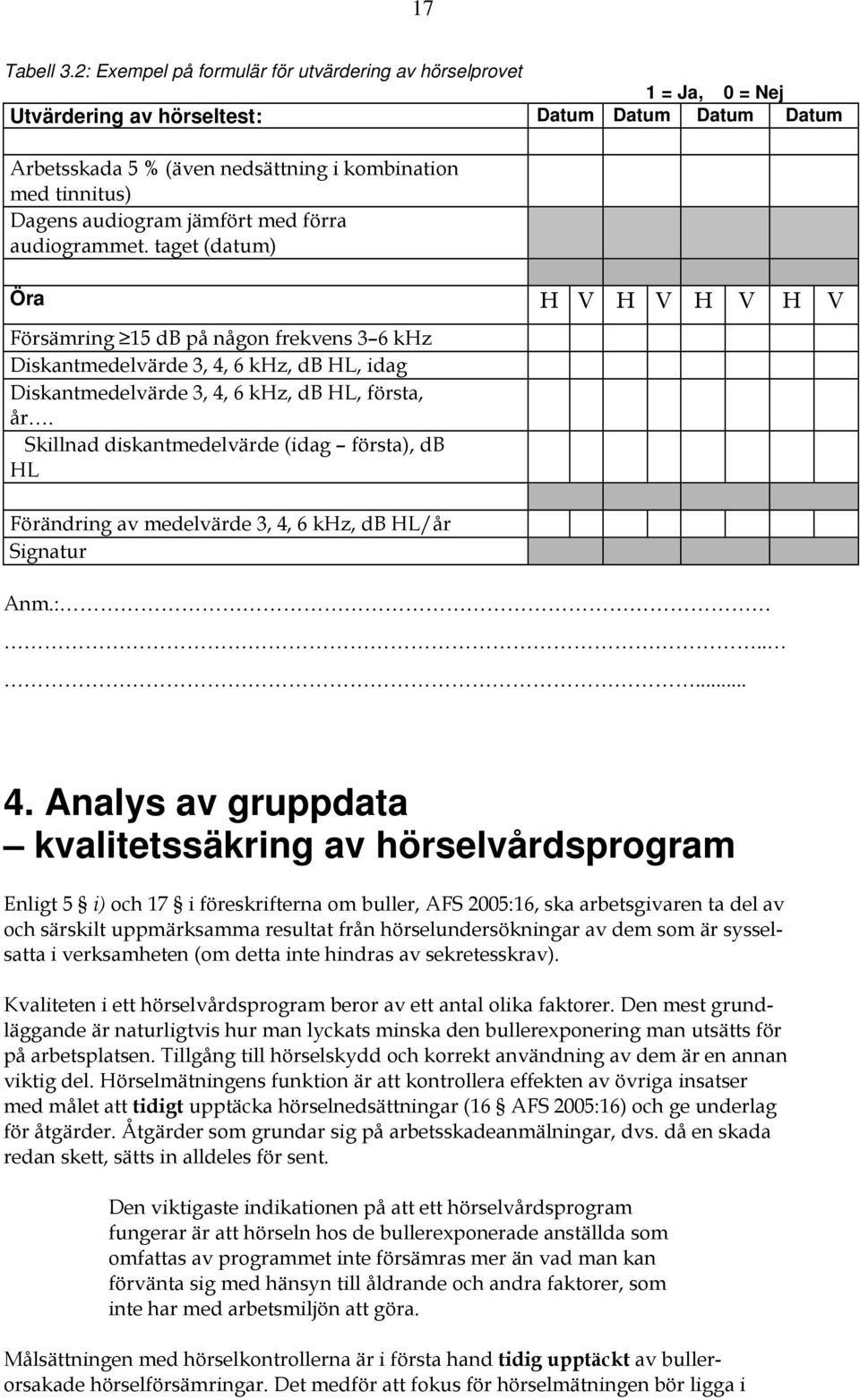 audiogram jämfört med förra audiogrammet.
