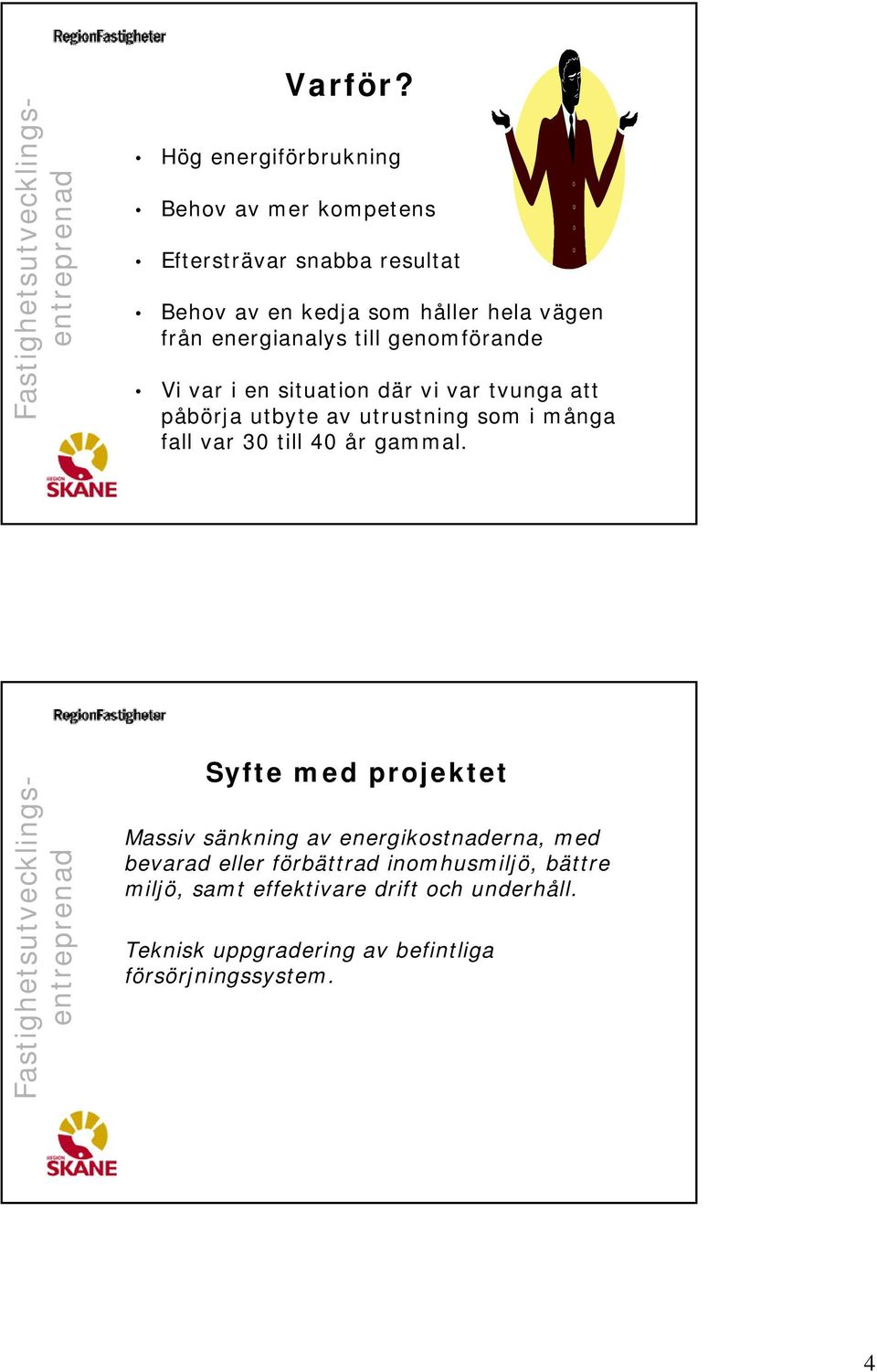 energianalys till genomförande Vi var i en situation där vi var tvunga att påbörja utbyte av utrustning som i många fall