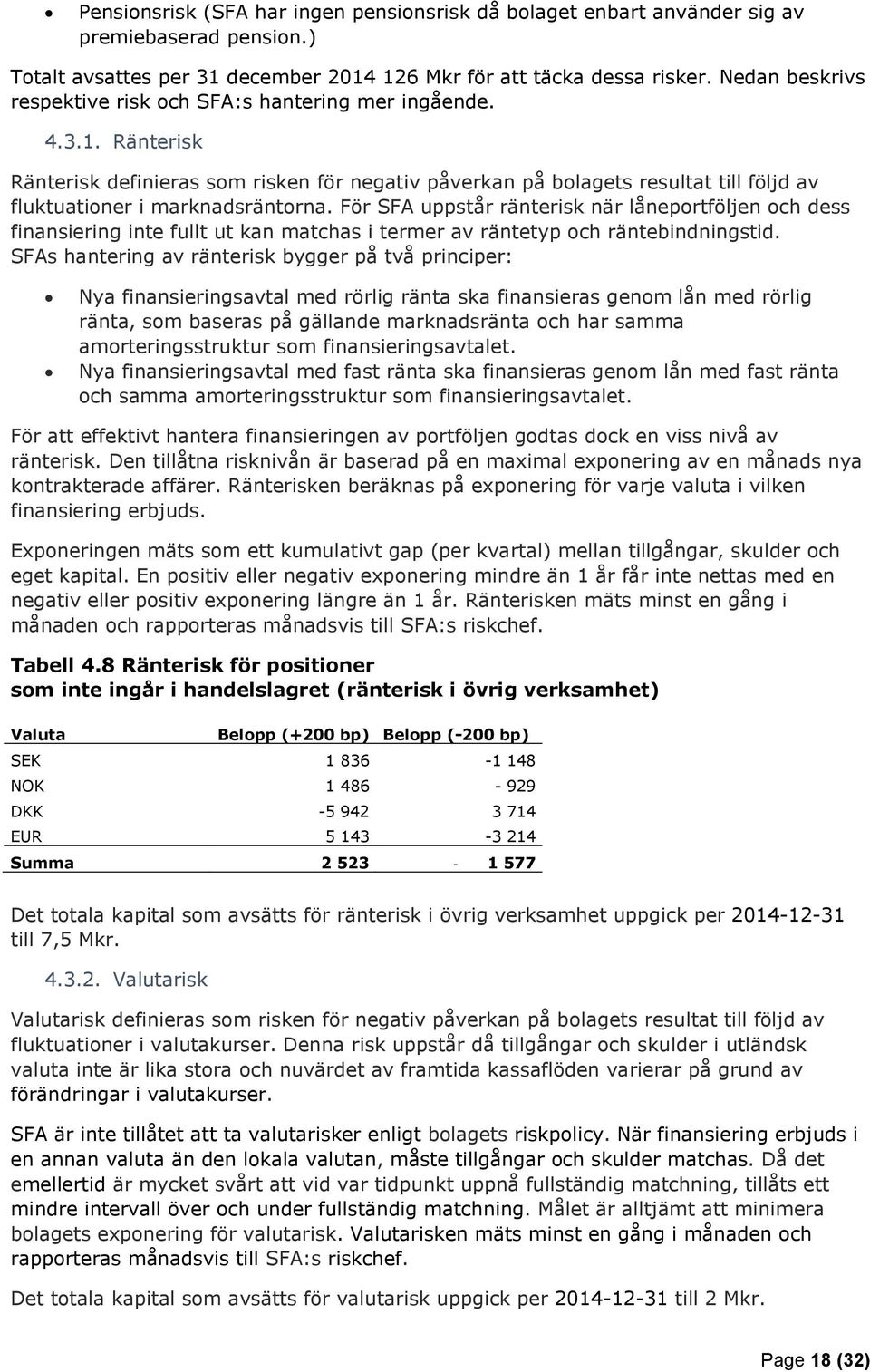 Ränterisk Ränterisk definieras som risken för negativ påverkan på bolagets resultat till följd av fluktuationer i marknadsräntorna.