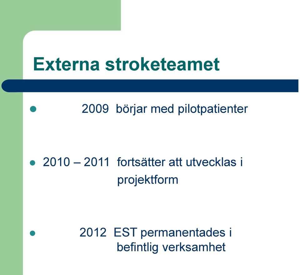 att utvecklas i projektform 2012 EST