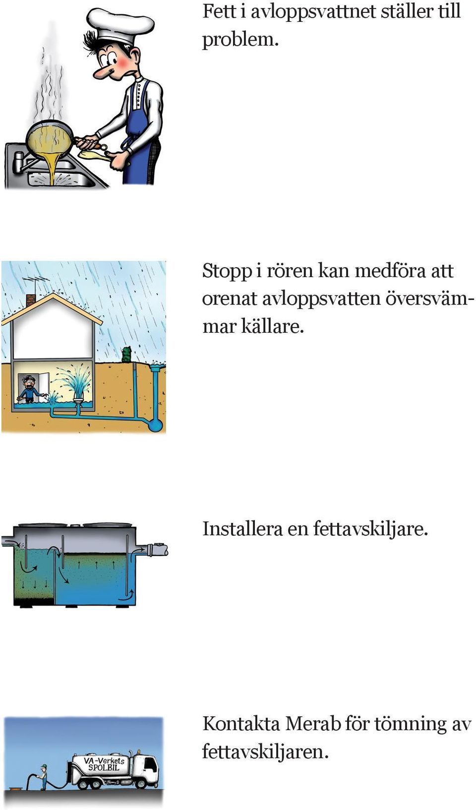 avloppsvatten översvämmar källare.