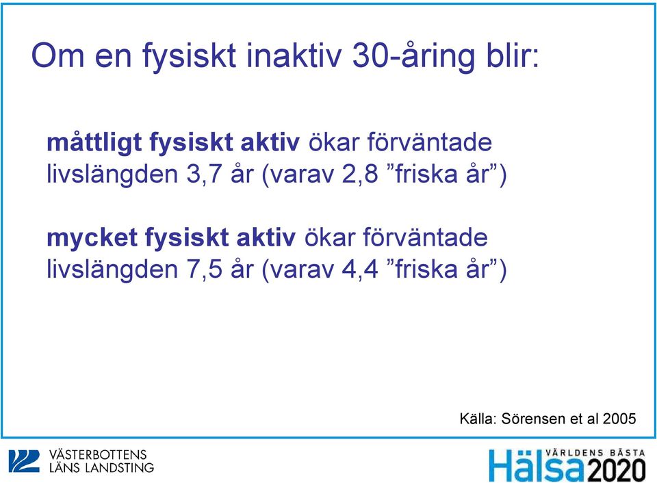 friska år ) mycket fysiskt aktiv ökar förväntade