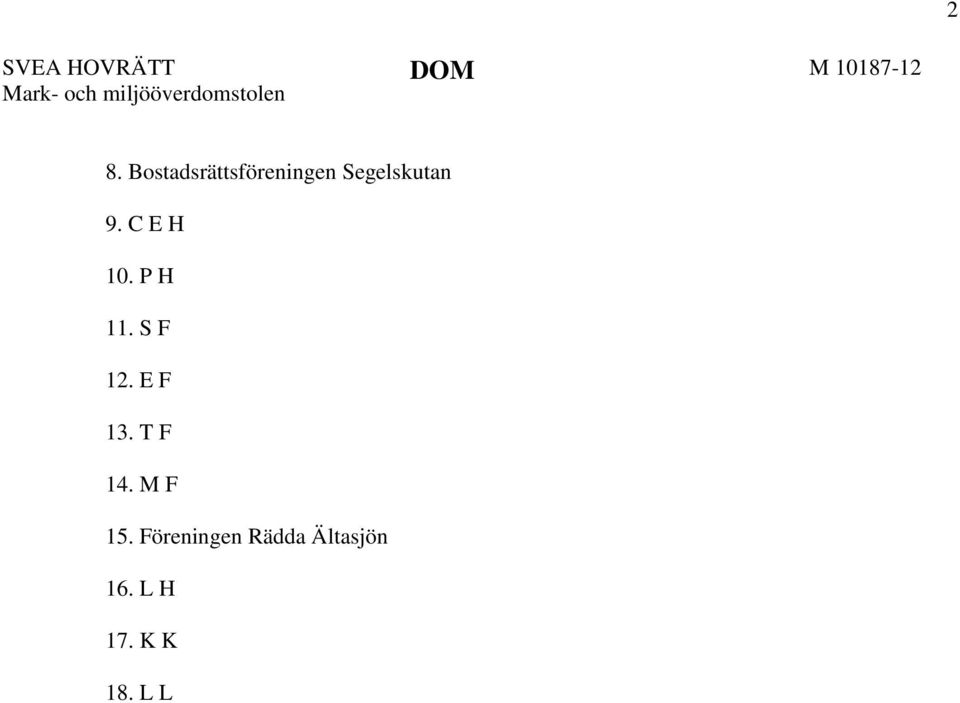 Bostadsrättsföreningen Segelskutan 9. C E H 10.