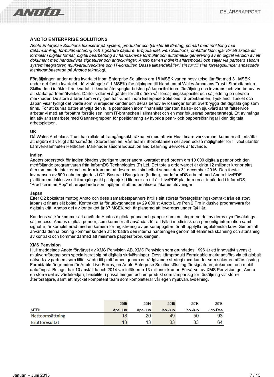 dokument med handskrivna signaturer och anteckningar. Anoto har en indirekt affärsmodell och säljer via partners såsom systemintegratörer, mjukvaruutvecklare och IT-konsulter.
