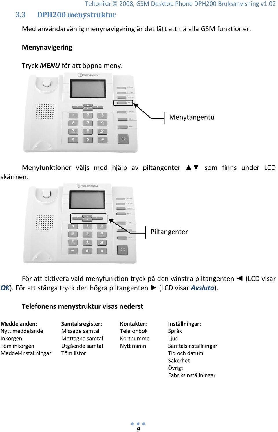 För att stänga tryck den högra piltangenten (LCD visar Avsluta).