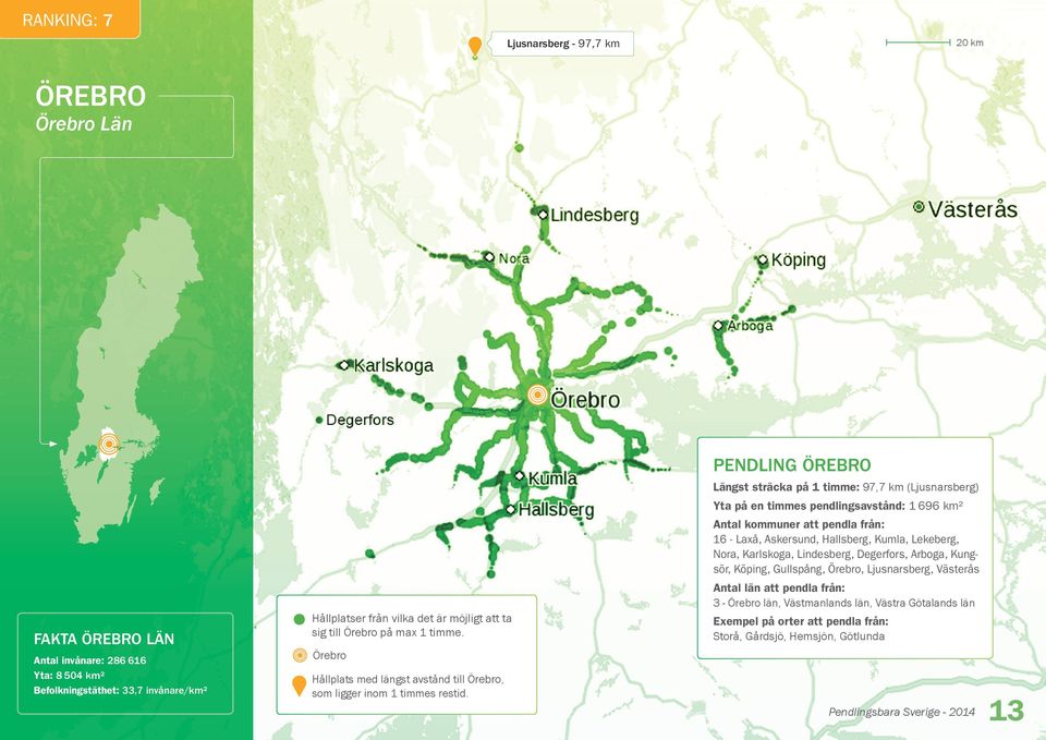 Gullspång, Örebro, Ljusnarsberg, Västerås FAKTA ÖREBRO LÄN Antal invånare: 286 616 Yta: 8 504 km2 Befolkningstäthet: 33,7 invånare/km2 sig till