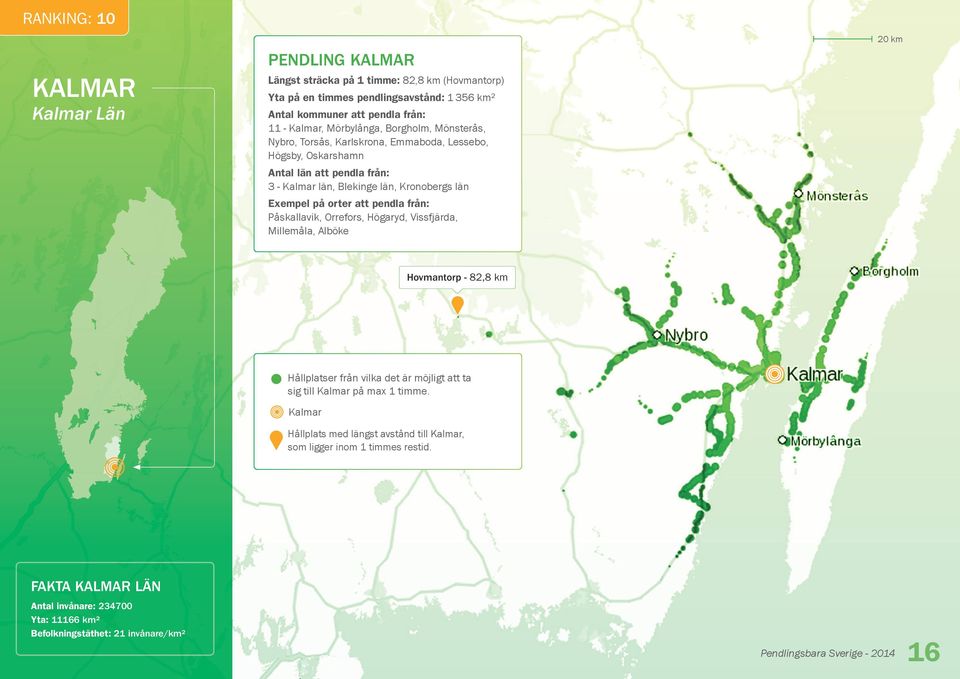 Blekinge län, Kronobergs län Påskallavik, Orrefors, Högaryd, Vissfjärda, Millemåla, Alböke Hovmantorp - 82,8 km sig till Kalmar på max 1