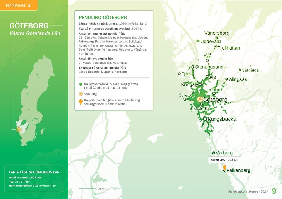 Trollhättan, Vänersborg, Uddevalla, Vårgårda, Herrljunga 2 - Västra Götalands län, Hallands län Västra Bodarna, Ljugskile, Nordvära sig till Göteborg på max 1