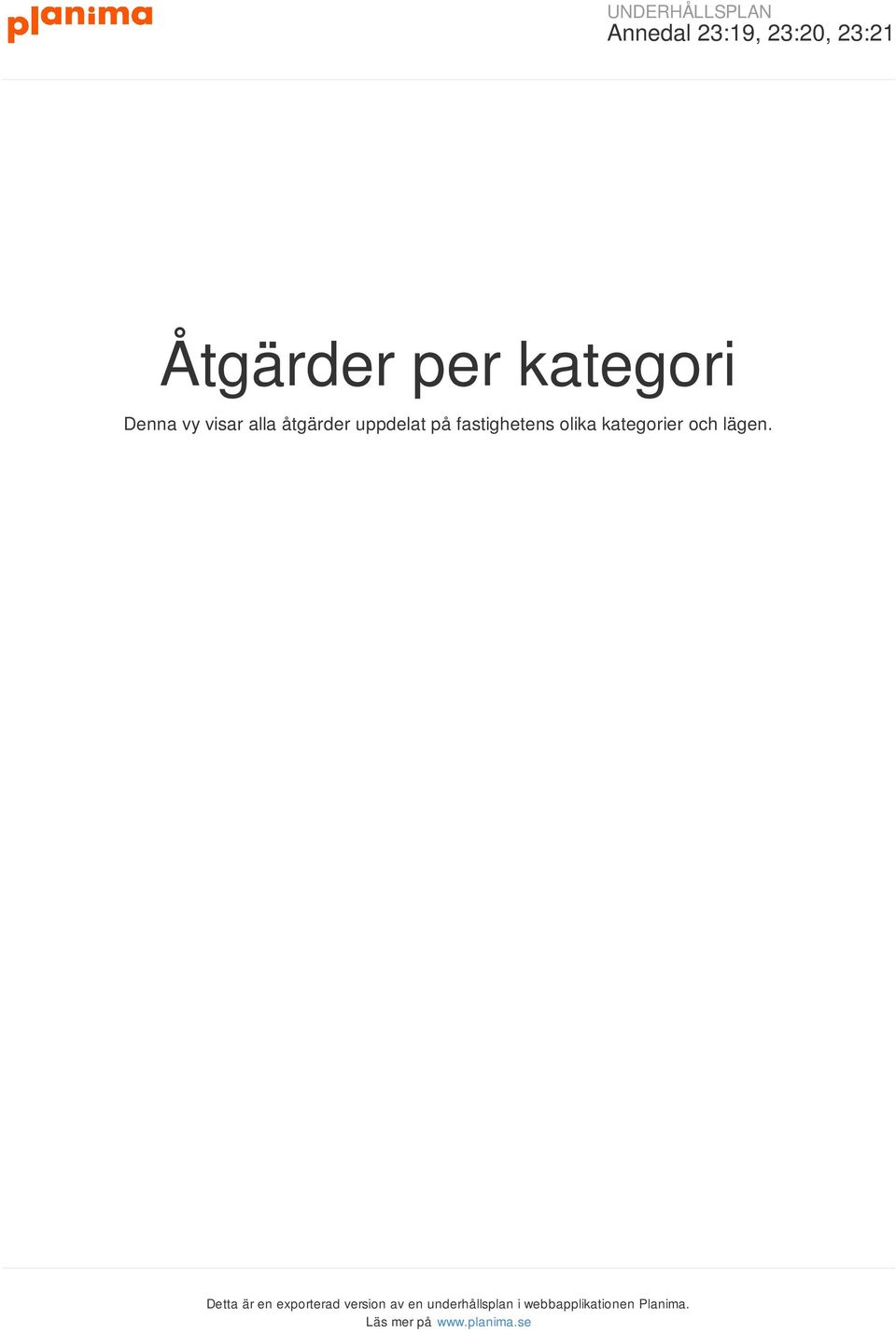 åtgärder uppdelat på