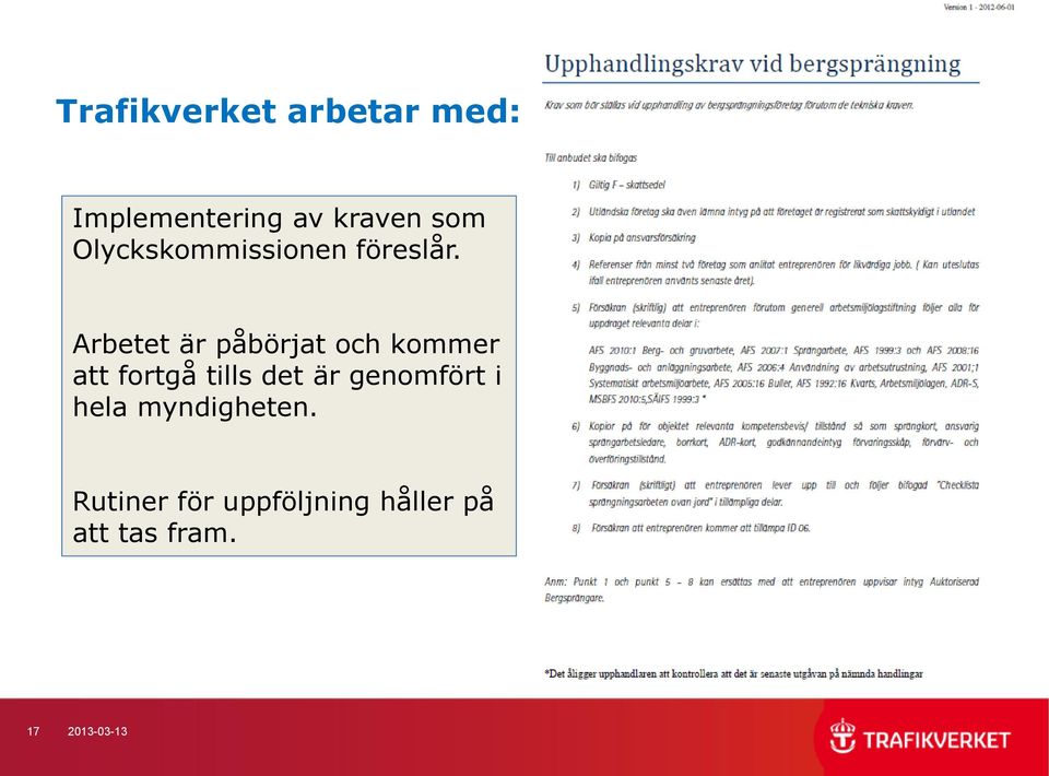 Arbetet är påbörjat och kommer att fortgå tills det är