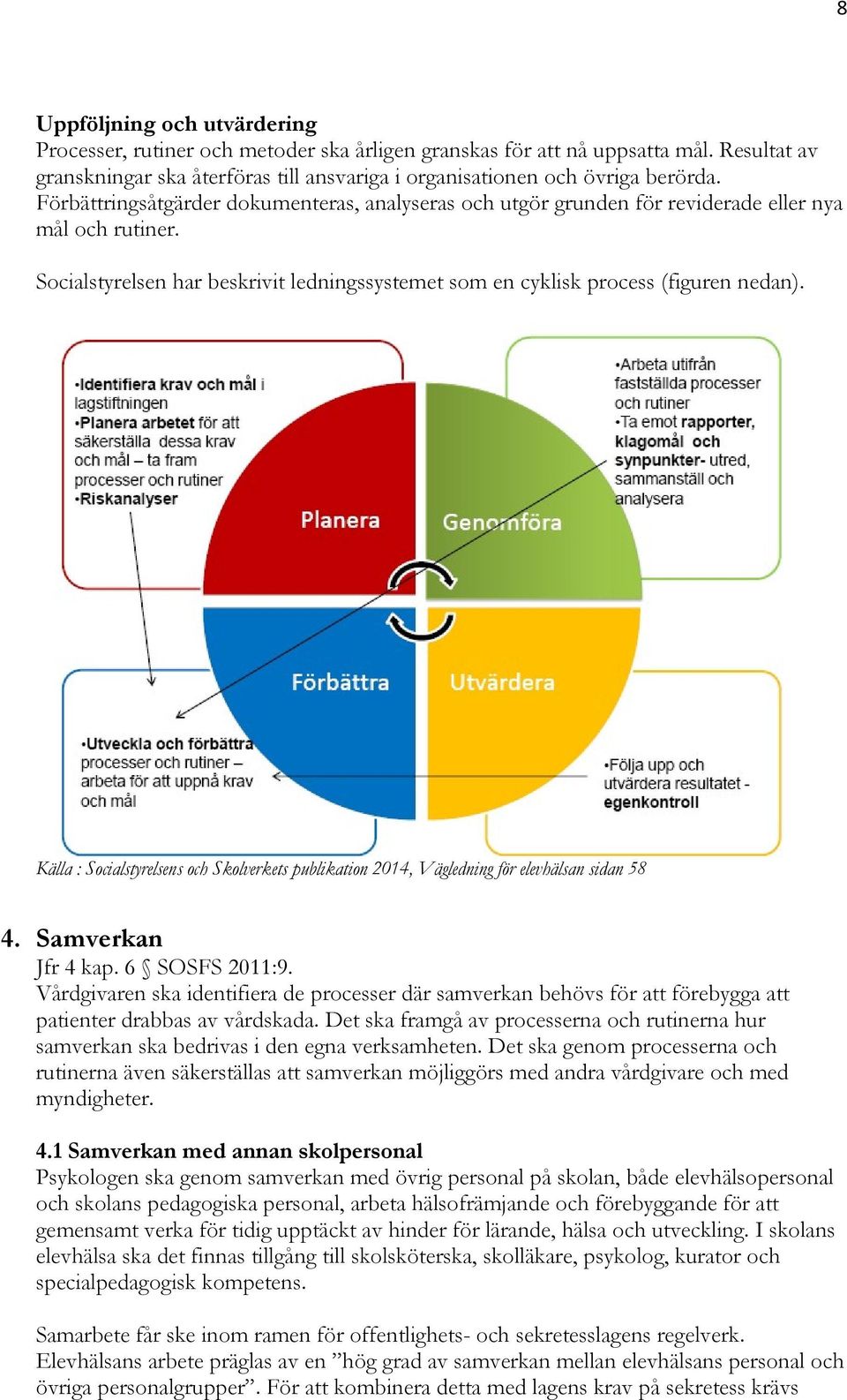 Källa : Socialstyrelsens och Skolverkets publikation 2014, Vägledning för elevhälsan sidan 58 4. Samverkan Jfr 4 kap. 6 SOSFS 2011:9.