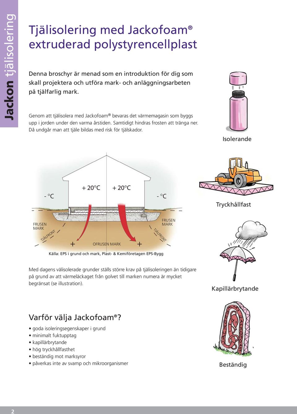 Då undgår man att tjäle bildas med risk för tjälskador.