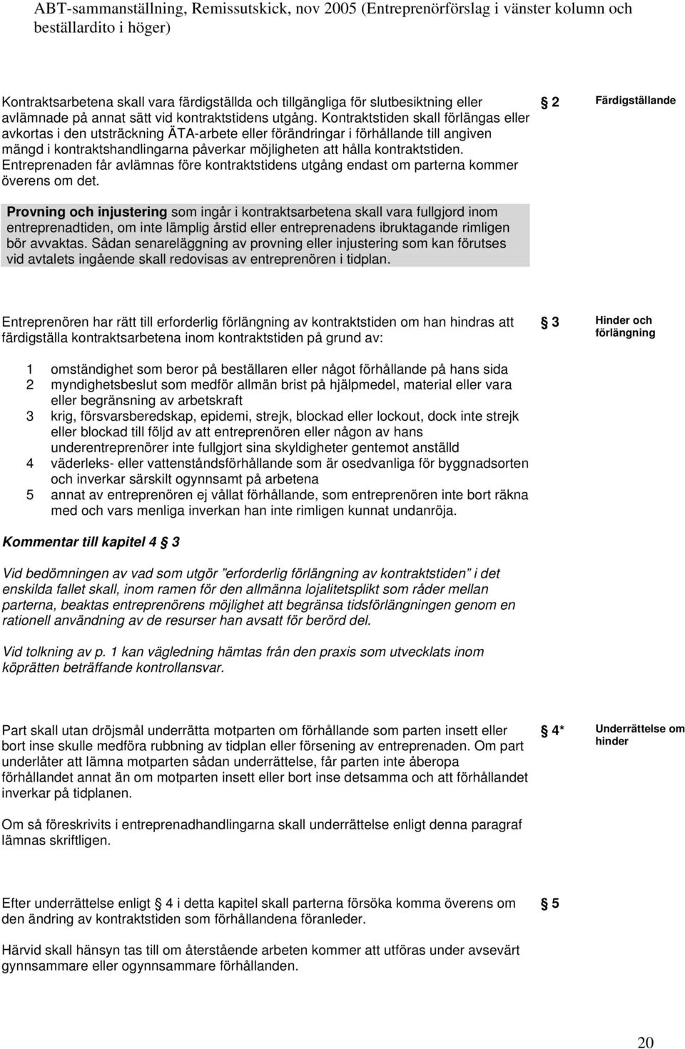 Entreprenaden får avlämnas före kontraktstidens utgång endast om parterna kommer överens om det.