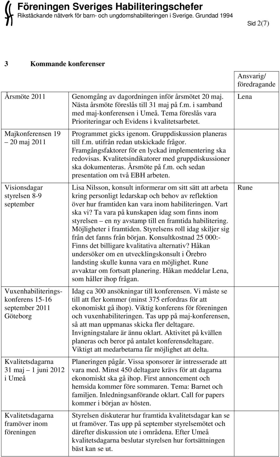 Tema föreslås vara Prioriteringar och Evidens i kvalitetsarbetet. Programmet gicks igenom. Gruppdiskussion planeras till f.m. utifrån redan utskickade frågor.