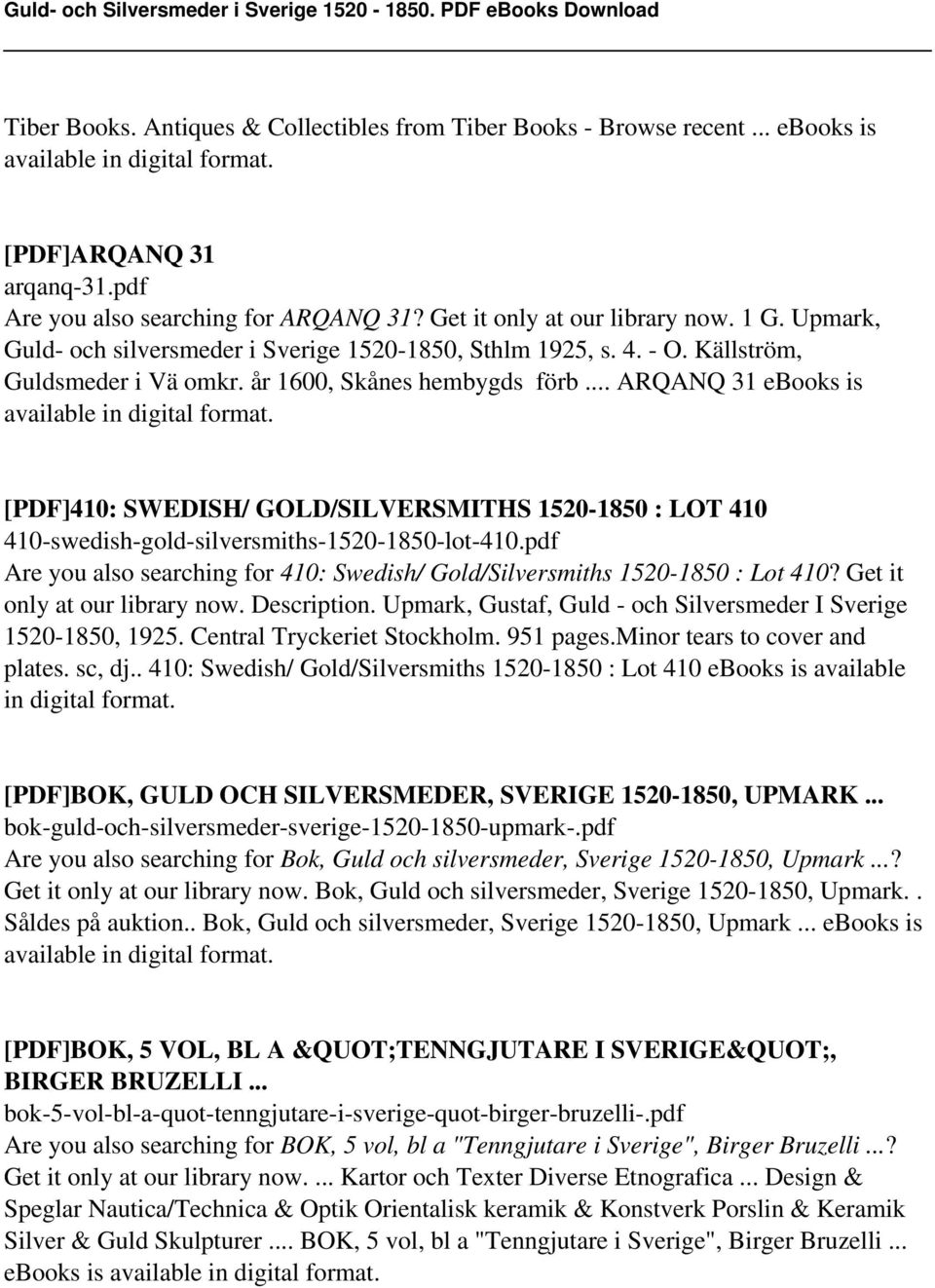 .. ARQANQ 31 ebooks is [PDF]410: SWEDISH/ GOLD/SILVERSMITHS 1520-1850 : LOT 410 410-swedish-gold-silversmiths-1520-1850-lot-410.