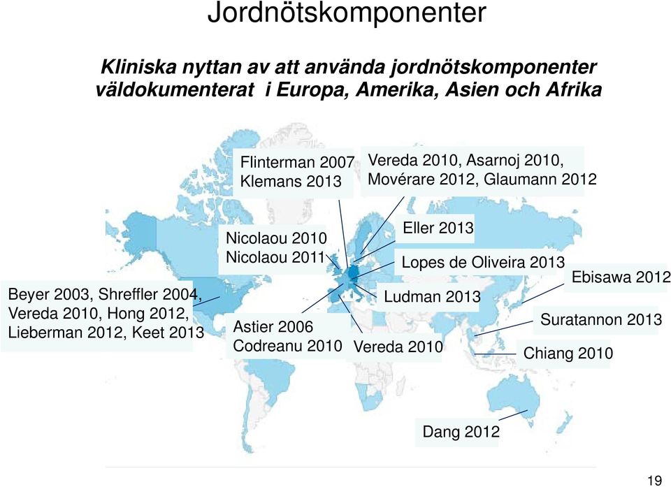 Nicolaou 2011 Eller 2013 Beyer 2003, Shreffler 2004, Ludman 2013 Vereda 2010, Hong 2012, Lieberman 2012, Keet