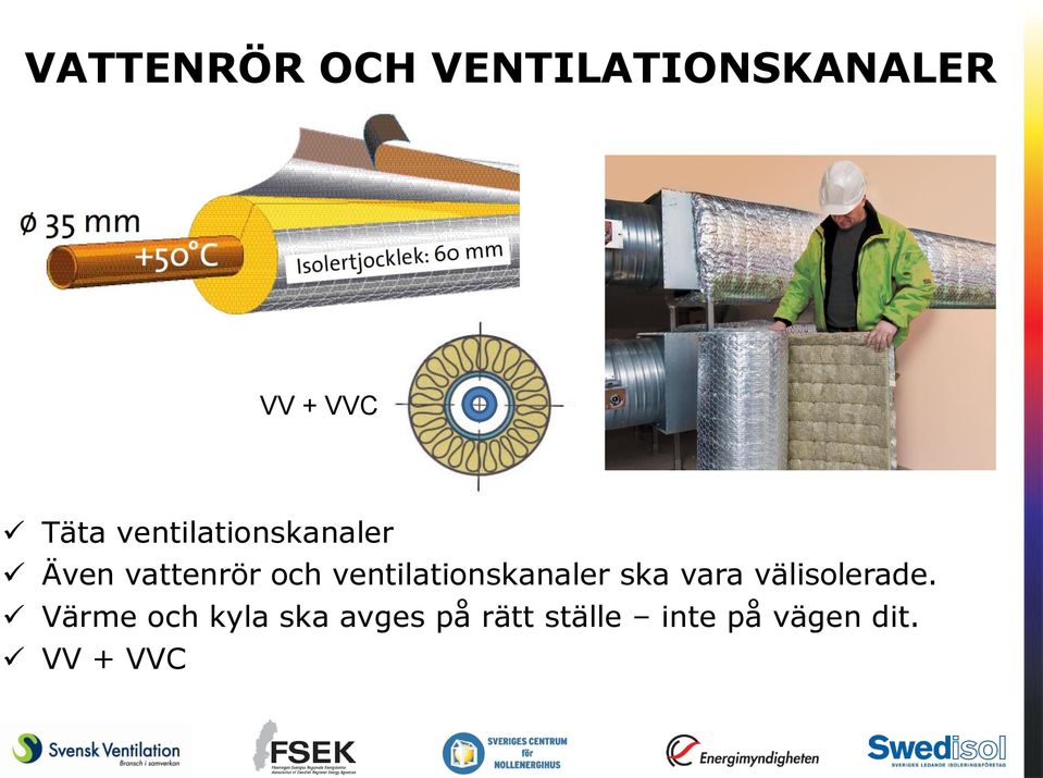 ventilationskanaler ska vara välisolerade.