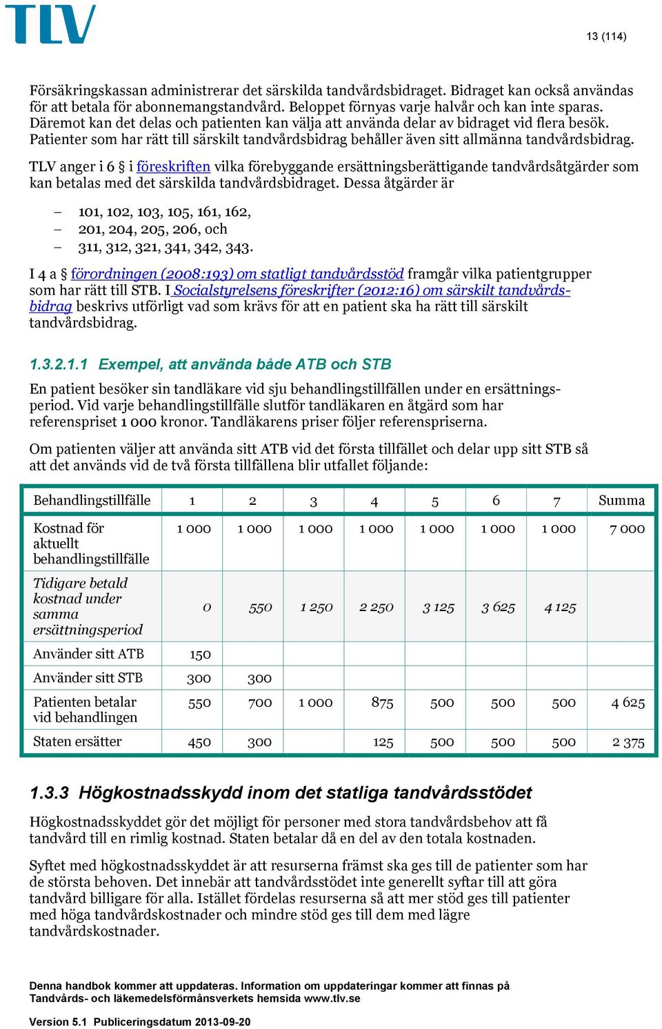 TLV anger i 6 i föreskriften vilka förebyggande ersättningsberättigande tandvårdsåtgärder som kan betalas med det särskilda tandvårdsbidraget.