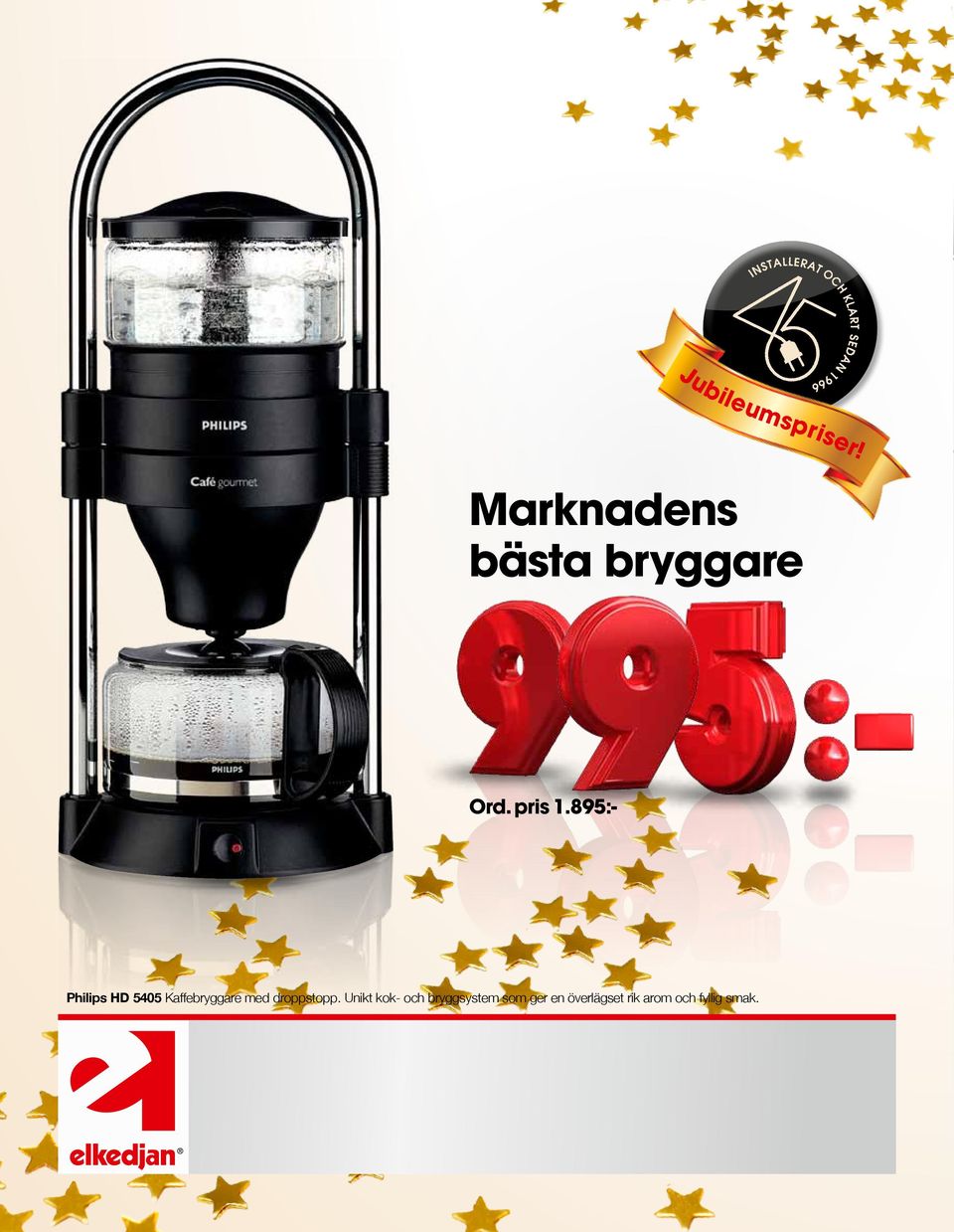 895:- Philips HD 5405 Kaffebryggare med