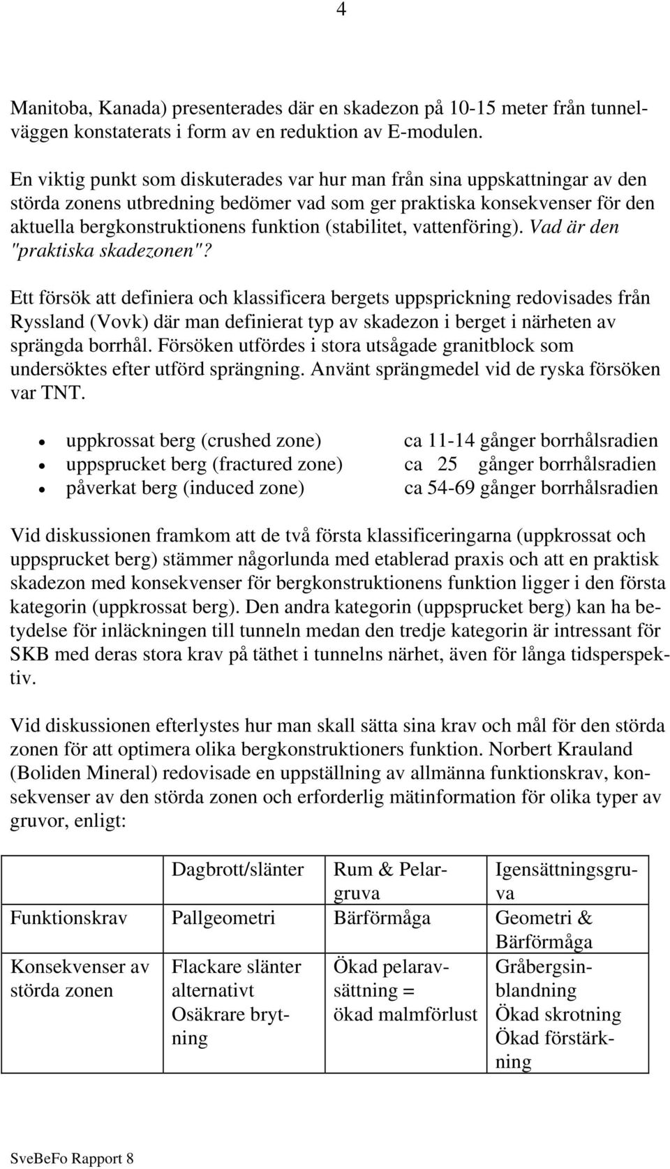 (stabilitet, vattenföring). Vad är den "praktiska skadezonen"?