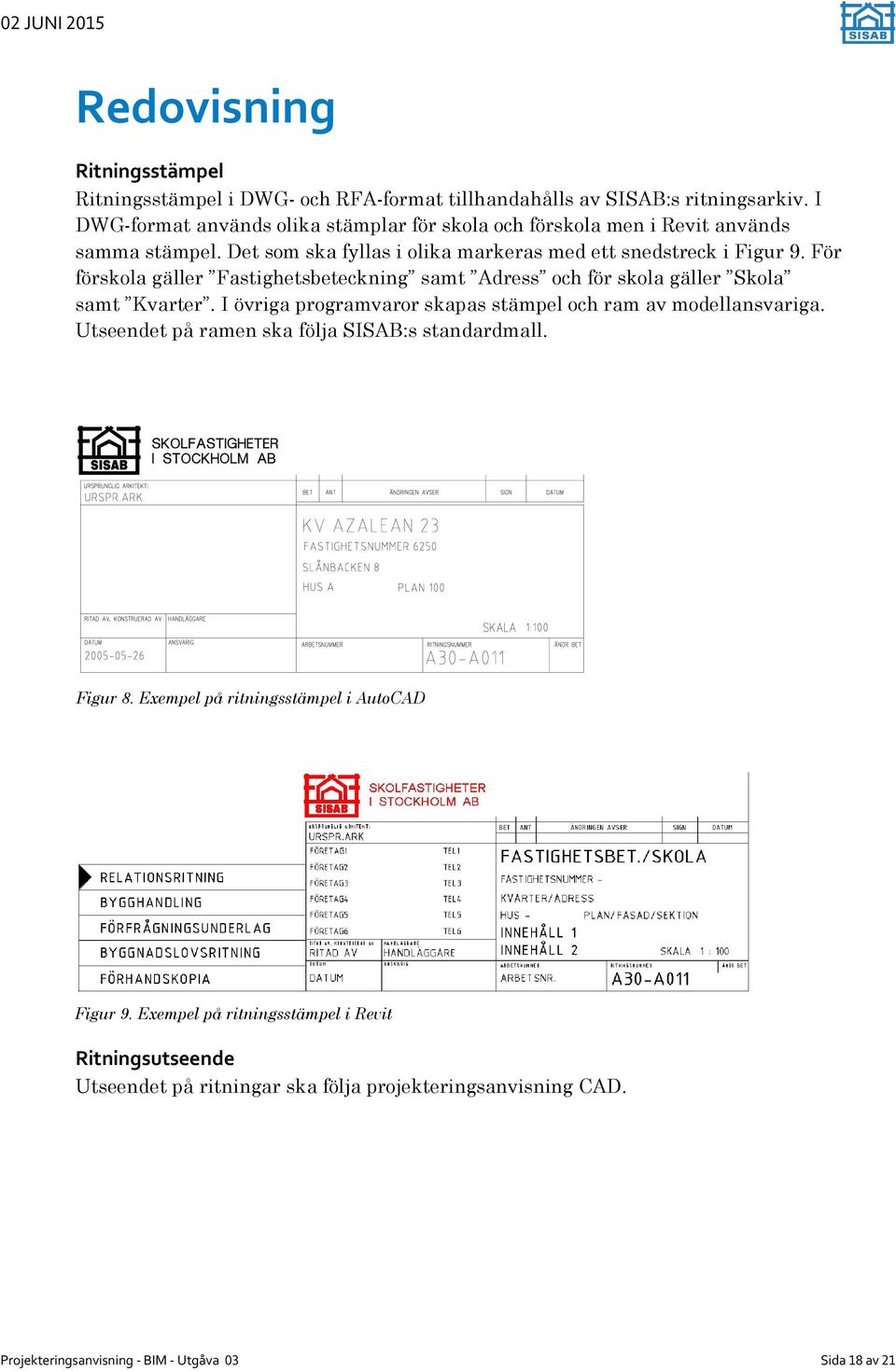 För förskola gäller Fastighetsbeteckning samt Adress och för skola gäller Skola samt Kvarter. I övriga programvaror skapas stämpel och ram av modellansvariga.