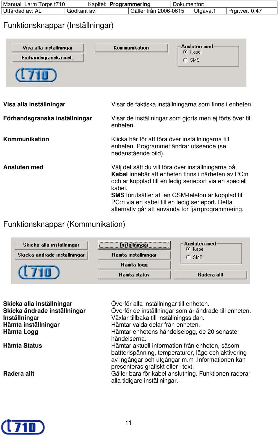 Välj det sätt du vill föra över inställningarna på, Kabel innebär att enheten finns i närheten av PC:n och är kopplad till en ledig serieport via en speciell kabel.