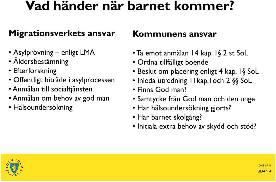 socialtjänsten Anmälan om behov av god man Hälsoundersökning Kommunens ansvar Ta emot anmälan 14 kap.