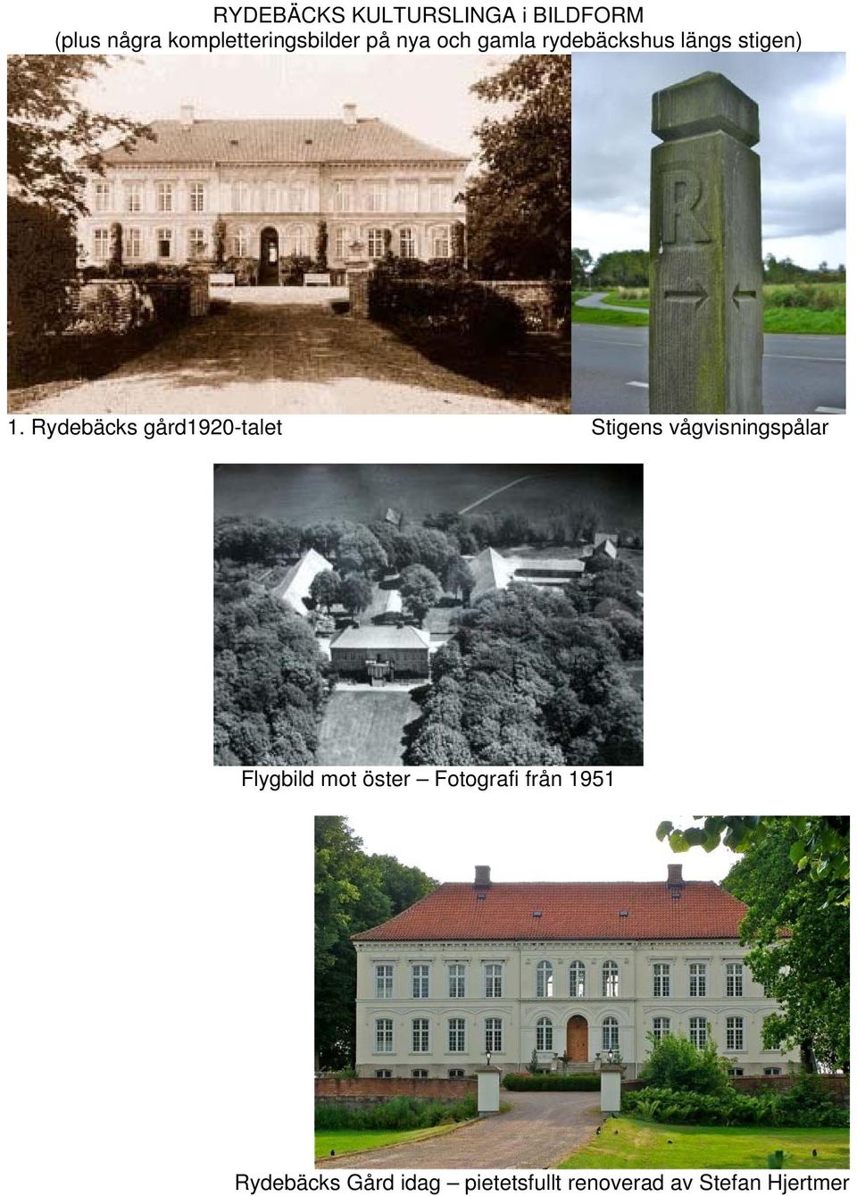 1. Rydebäcks gård1920-talet Stigens vågvisningspålar Flygbild mot